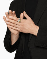 Waves Signet Ring in Sterling Silver with 18K Yellow Gold and Diamonds, 18.8mm